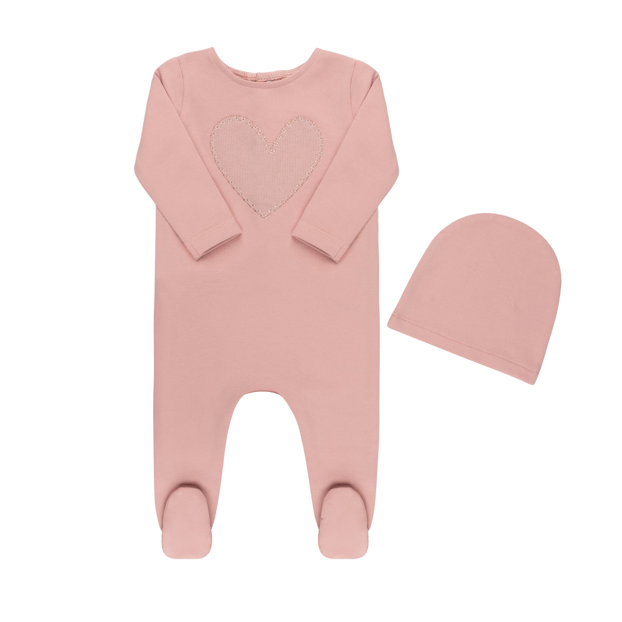 Ribbed Heart  Footie & Hat