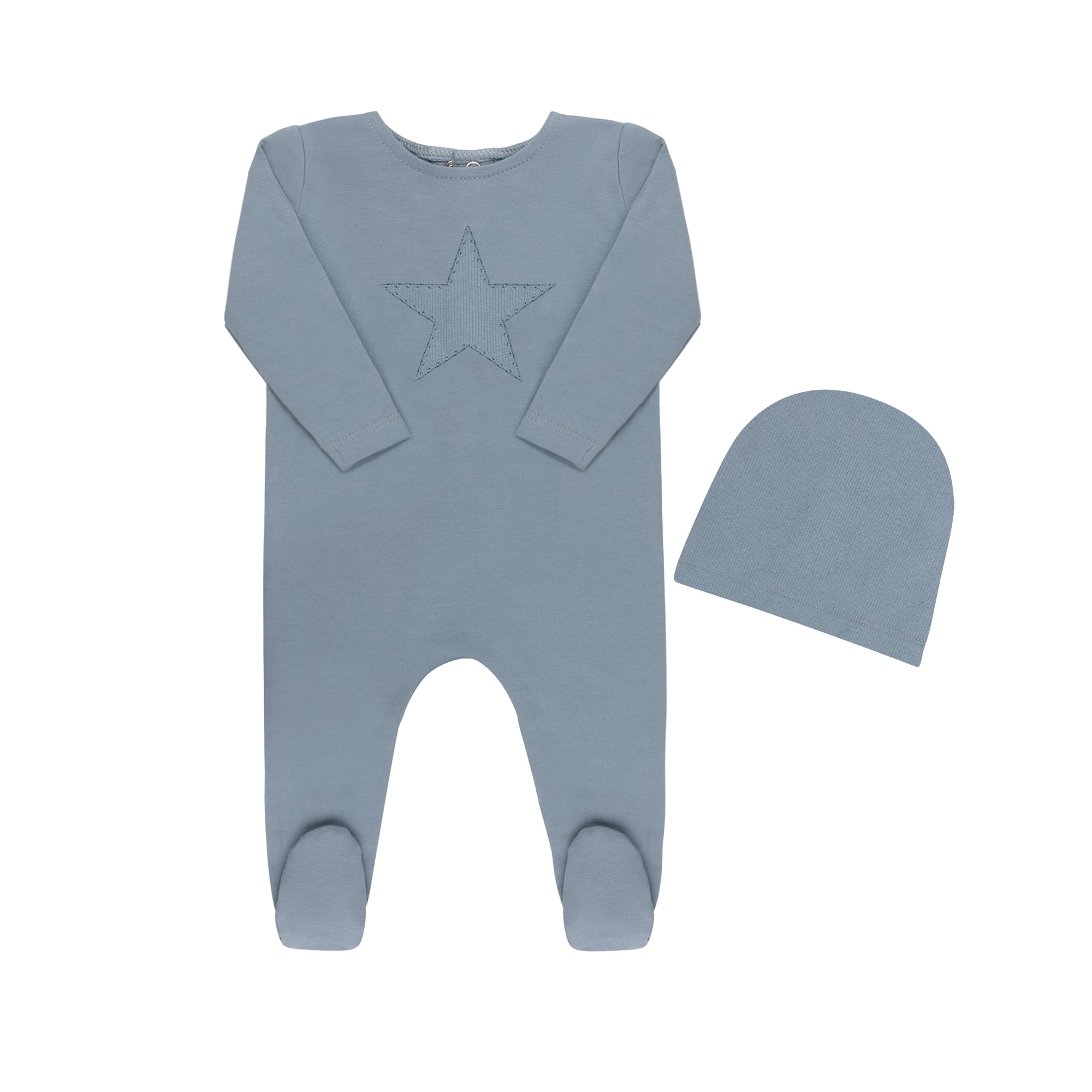 Ribbed Star Footie & Hat