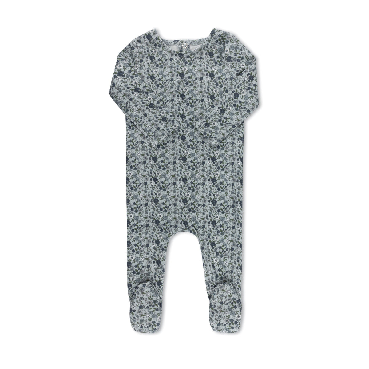 Floral blue baby footie without hat — TB by Tricot