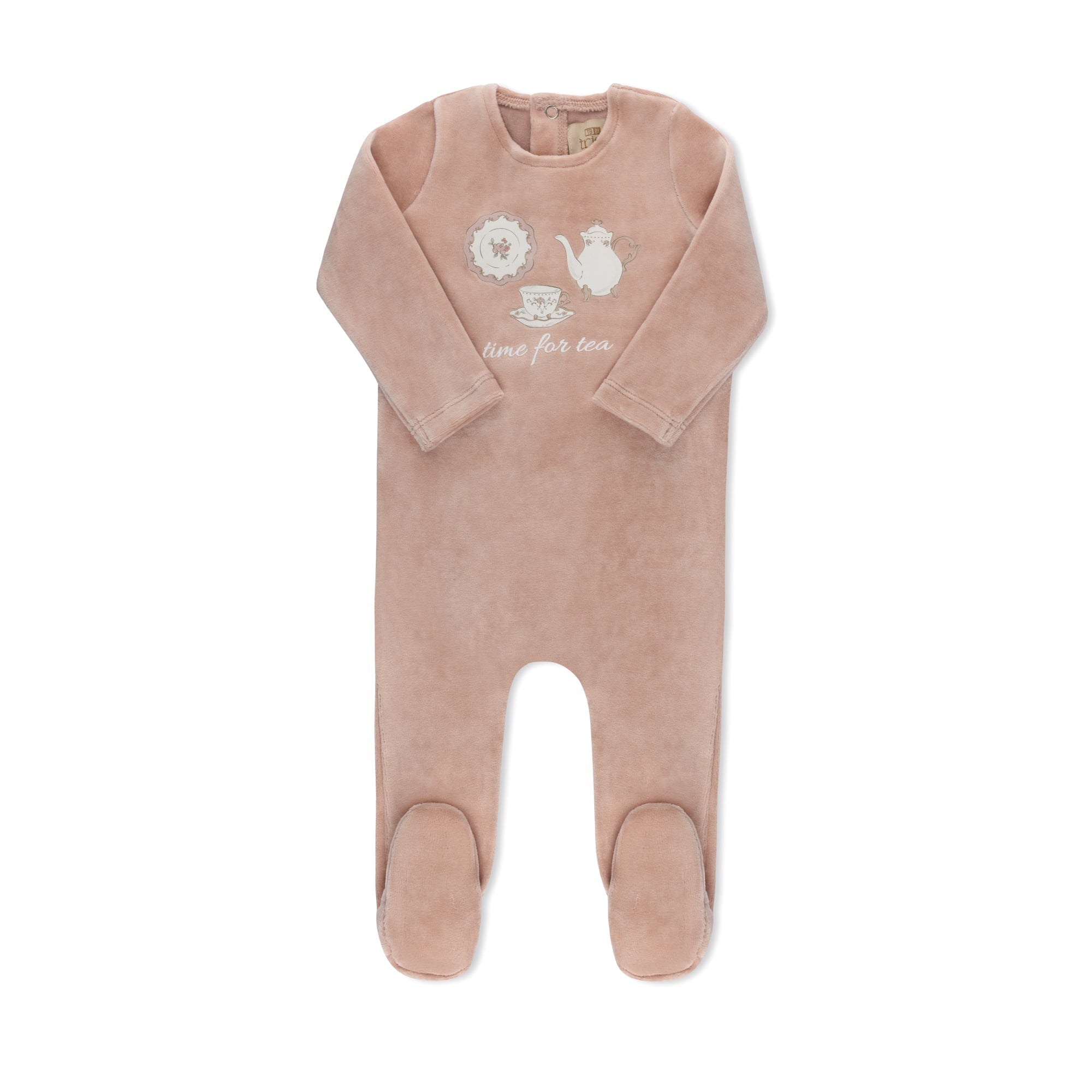 Time for Tea pink baby footie without hat — TB by Tricot