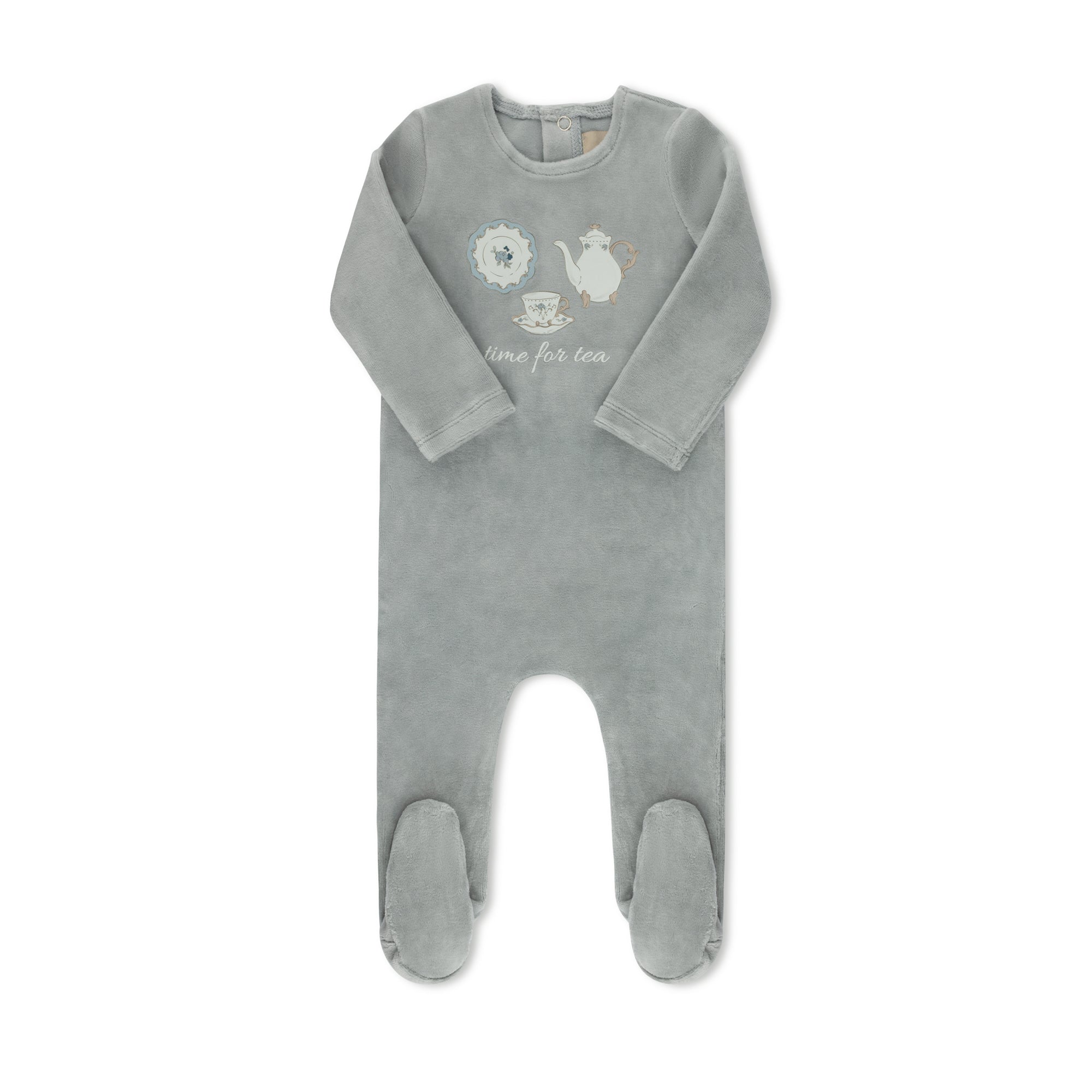 Time for Tea pink baby footie without hat — TB by Tricot