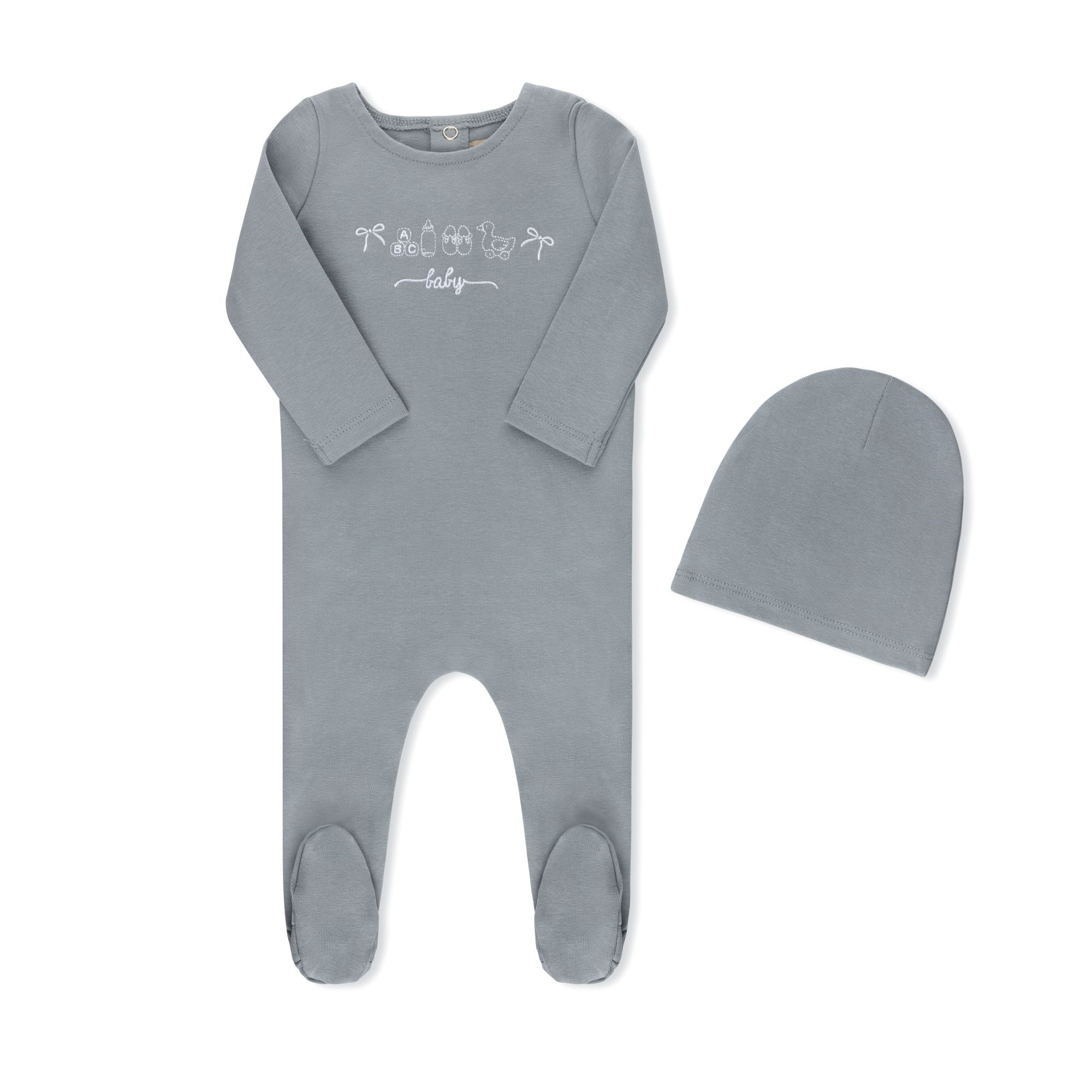 Mon Petit pink baby footie with matching hat — TB by Tricot