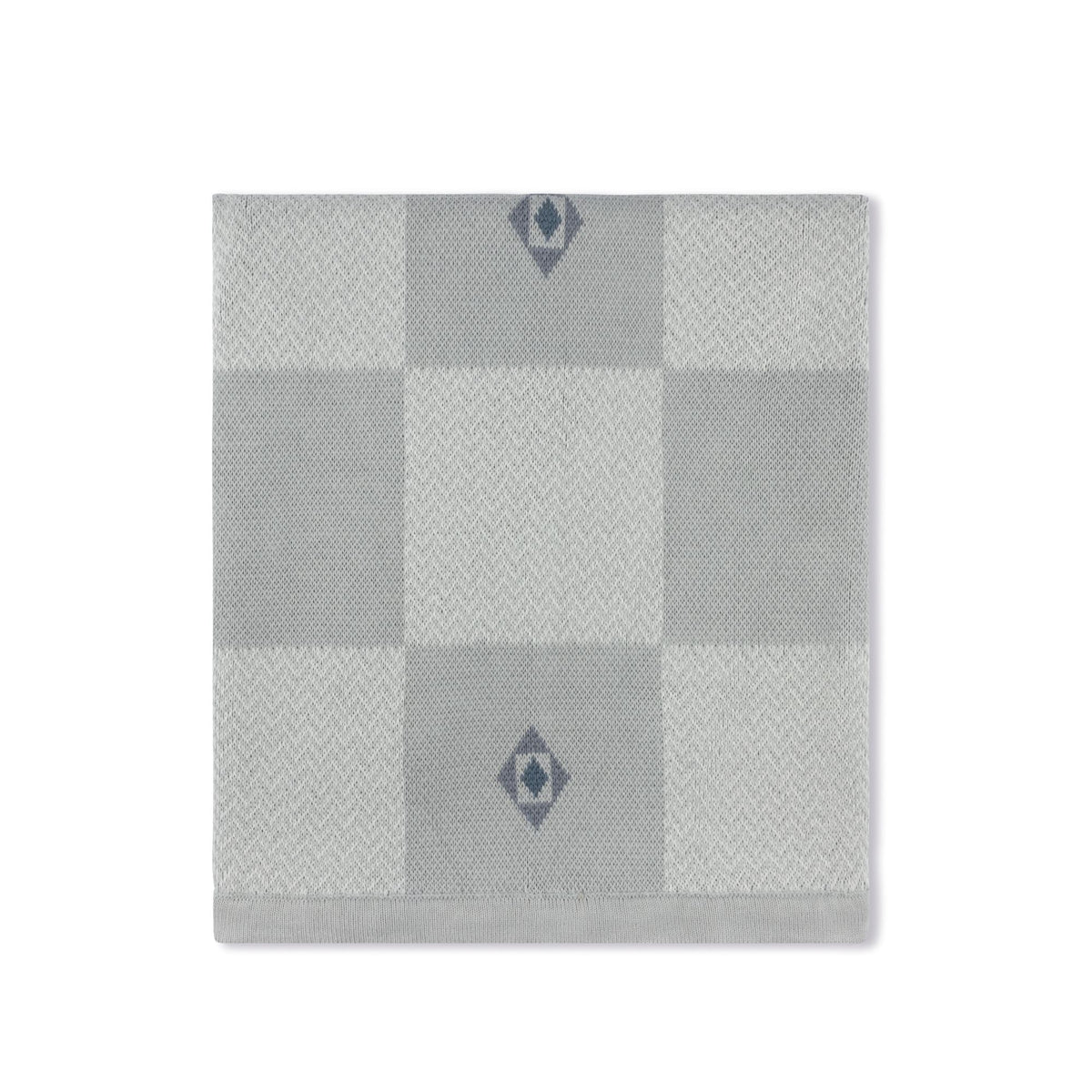 Jacquard knit baby blanket in blue by Tricot Bebe