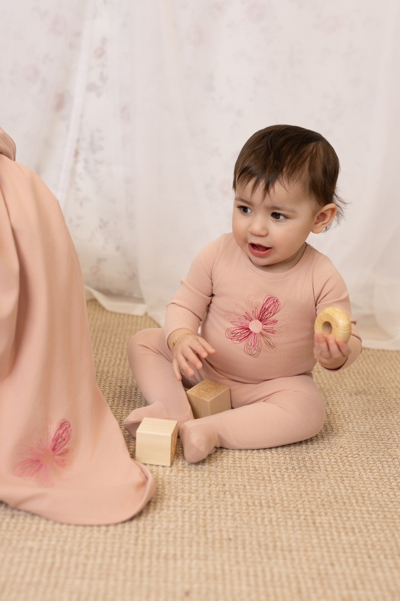 Embroidered Flower/Star Footie