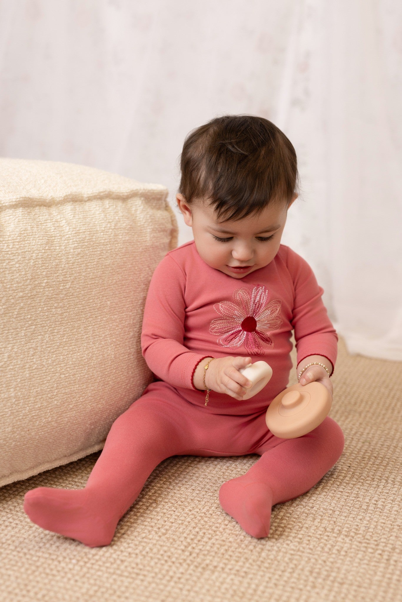 Embroidered Flower/Star Footie