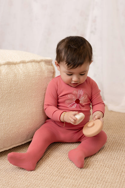 Embroidered Flower/Star Footie