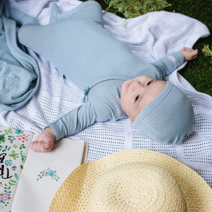 Pointelle footie and hat