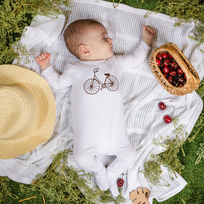 Embroidered bike footie and hat